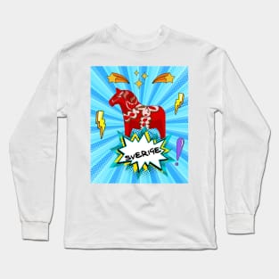 Sweden Swedish horse dala pop art style Long Sleeve T-Shirt